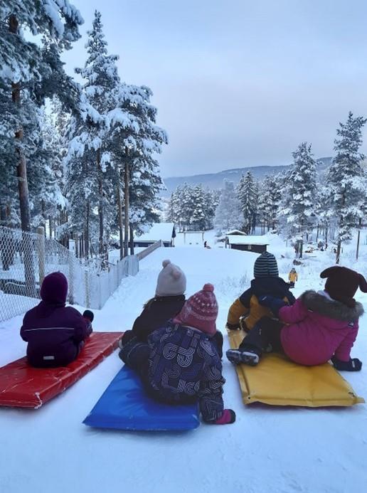 Barnehageungar i Lalm barnehage på akematter.